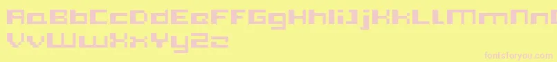 Pixleft5-Schriftart – Rosa Schriften auf gelbem Hintergrund