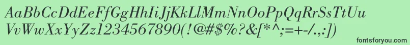 BodonistdBookitalic-fontti – mustat fontit vihreällä taustalla