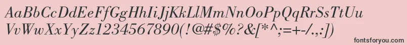 BodonistdBookitalic-fontti – mustat fontit vaaleanpunaisella taustalla