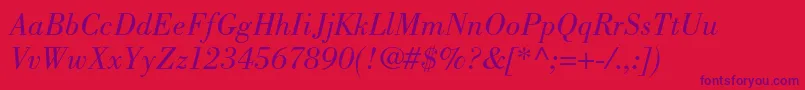 BodonistdBookitalic Font – Purple Fonts on Red Background