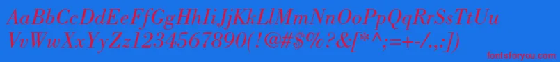 BodonistdBookitalic Font – Red Fonts on Blue Background
