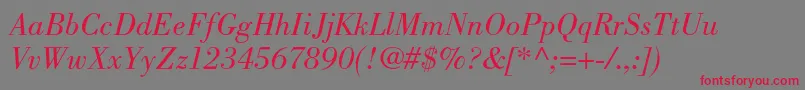 BodonistdBookitalic-Schriftart – Rote Schriften auf grauem Hintergrund