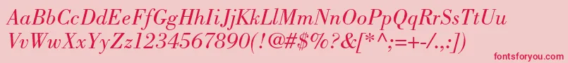フォントBodonistdBookitalic – ピンクの背景に赤い文字