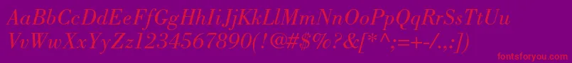 BodonistdBookitalic Font – Red Fonts on Purple Background