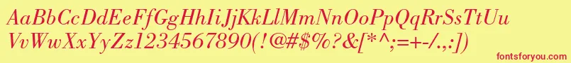 BodonistdBookitalic Font – Red Fonts on Yellow Background
