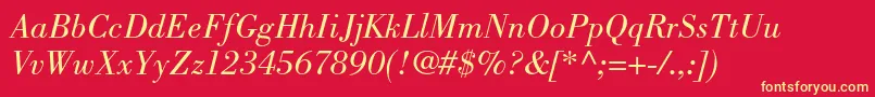 BodonistdBookitalic Font – Yellow Fonts on Red Background