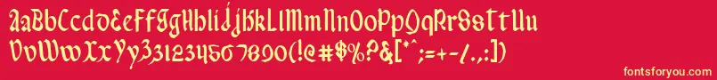 Fonte ValeriusCondensed – fontes amarelas em um fundo vermelho