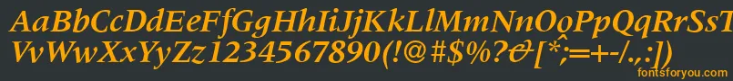 フォントM690RomanBolditalic – 黒い背景にオレンジの文字