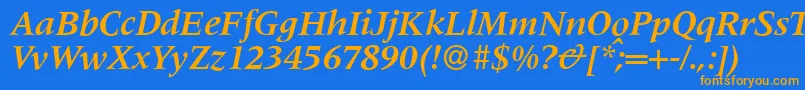 M690RomanBolditalic Font – Orange Fonts on Blue Background