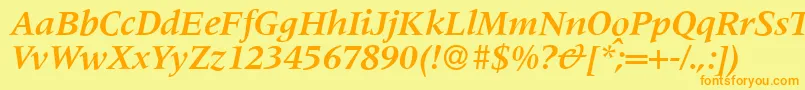 フォントM690RomanBolditalic – オレンジの文字が黄色の背景にあります。