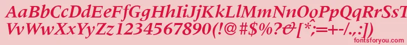 Шрифт M690RomanBolditalic – красные шрифты на розовом фоне