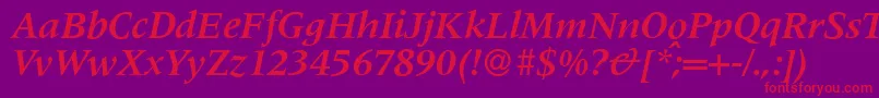 M690RomanBolditalic Font – Red Fonts on Purple Background