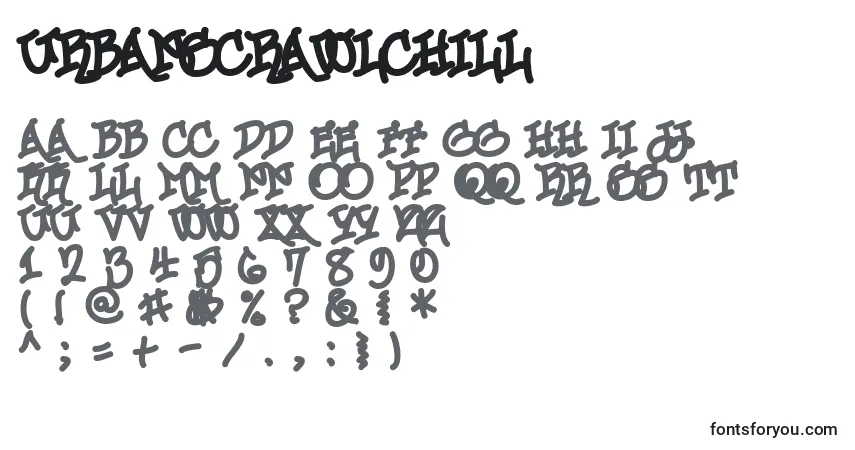 Czcionka UrbanScrawlChill – alfabet, cyfry, specjalne znaki