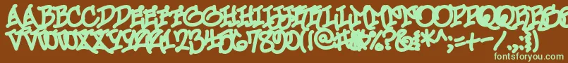 UrbanScrawlChill-fontti – vihreät fontit ruskealla taustalla