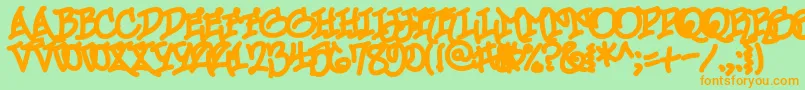 UrbanScrawlChill-Schriftart – Orangefarbene Schriften auf grünem Hintergrund