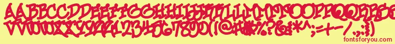 UrbanScrawlChill-fontti – punaiset fontit keltaisella taustalla