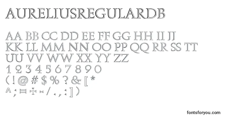Czcionka AureliusRegularDb – alfabet, cyfry, specjalne znaki