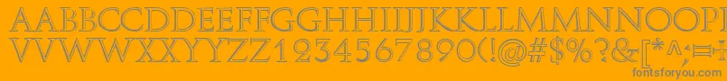 AureliusRegularDb-Schriftart – Graue Schriften auf orangefarbenem Hintergrund