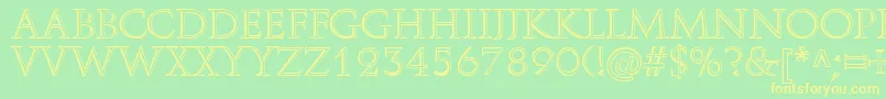 AureliusRegularDb-fontti – keltaiset fontit vihreällä taustalla