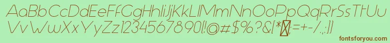 Fonte AspergitItalic – fontes marrons em um fundo verde