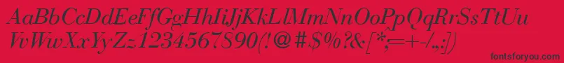 BodonirecutItalic Font – Black Fonts on Red Background