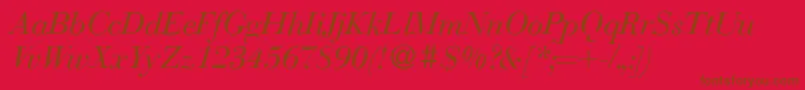フォントBodonirecutItalic – 赤い背景に茶色の文字