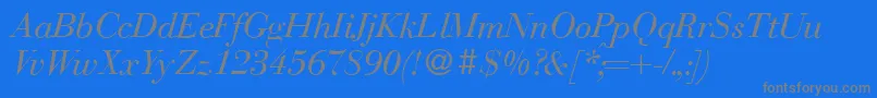 フォントBodonirecutItalic – 青い背景に灰色の文字