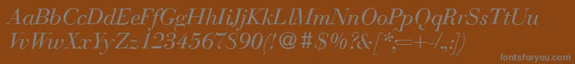 フォントBodonirecutItalic – 茶色の背景に灰色の文字