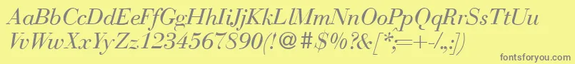 BodonirecutItalic-Schriftart – Graue Schriften auf gelbem Hintergrund