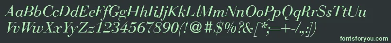 Шрифт BodonirecutItalic – зелёные шрифты на чёрном фоне