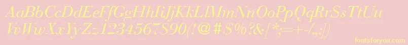 BodonirecutItalic-Schriftart – Gelbe Schriften auf rosa Hintergrund