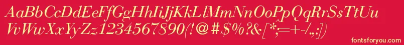 BodonirecutItalic Font – Yellow Fonts on Red Background