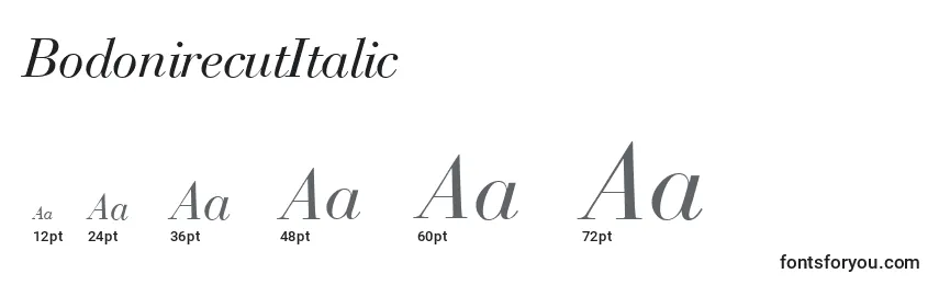 Размеры шрифта BodonirecutItalic
