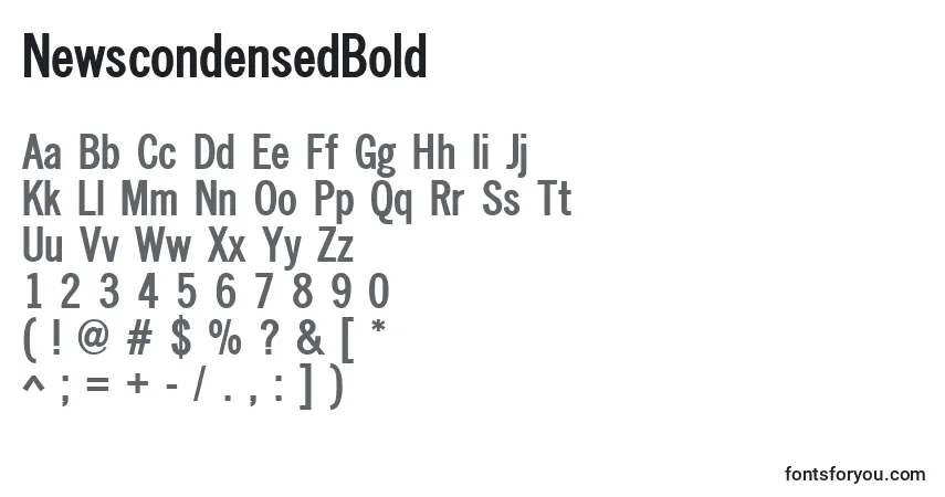 Шрифт NewscondensedBold – алфавит, цифры, специальные символы