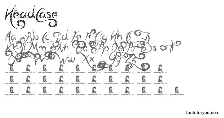 Schriftart HeadCase – Alphabet, Zahlen, spezielle Symbole