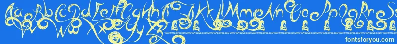 HeadCase Font – Yellow Fonts on Blue Background