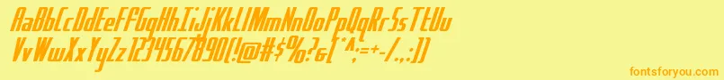 フォントHydrosquad – オレンジの文字が黄色の背景にあります。