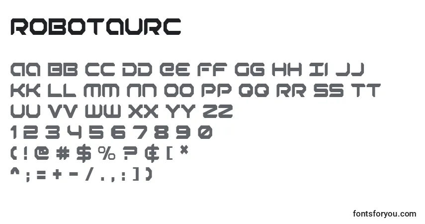 A fonte Robotaurc – alfabeto, números, caracteres especiais