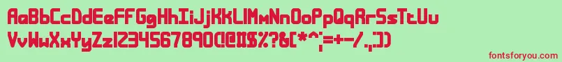 BandwidthBandlessBrk Font – Red Fonts on Green Background