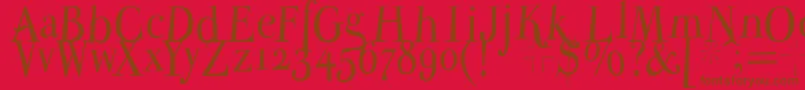 Parmapetitnormal-Schriftart – Braune Schriften auf rotem Hintergrund