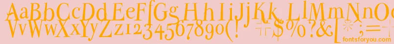 Parmapetitnormal-Schriftart – Orangefarbene Schriften auf rosa Hintergrund