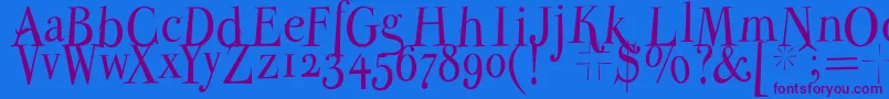 Parmapetitnormal-Schriftart – Violette Schriften auf blauem Hintergrund