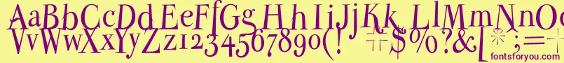 Parmapetitnormal-Schriftart – Violette Schriften auf gelbem Hintergrund