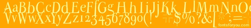 Parmapetitnormal-Schriftart – Gelbe Schriften auf orangefarbenem Hintergrund