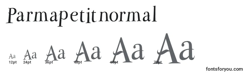 Размеры шрифта Parmapetitnormal