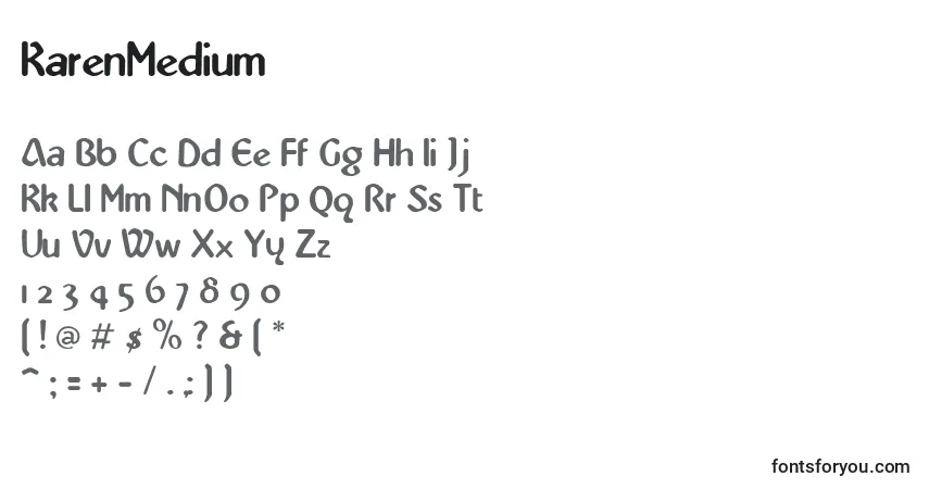 Fuente KarenMedium - alfabeto, números, caracteres especiales