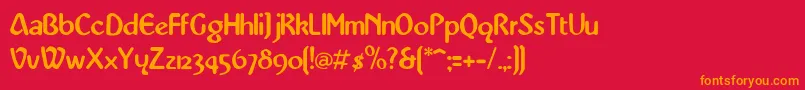 フォントKarenMedium – 赤い背景にオレンジの文字