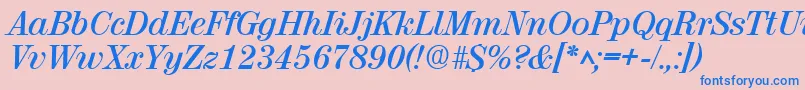 フォントRubyscriptBold – ピンクの背景に青い文字
