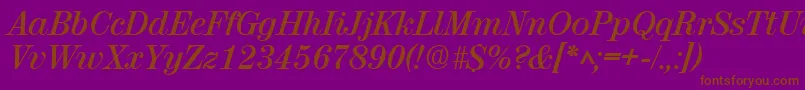 フォントRubyscriptBold – 紫色の背景に茶色のフォント