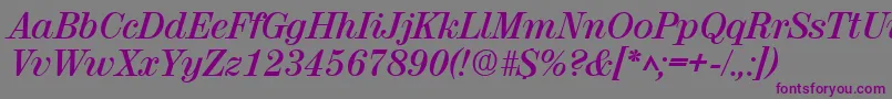 フォントRubyscriptBold – 紫色のフォント、灰色の背景